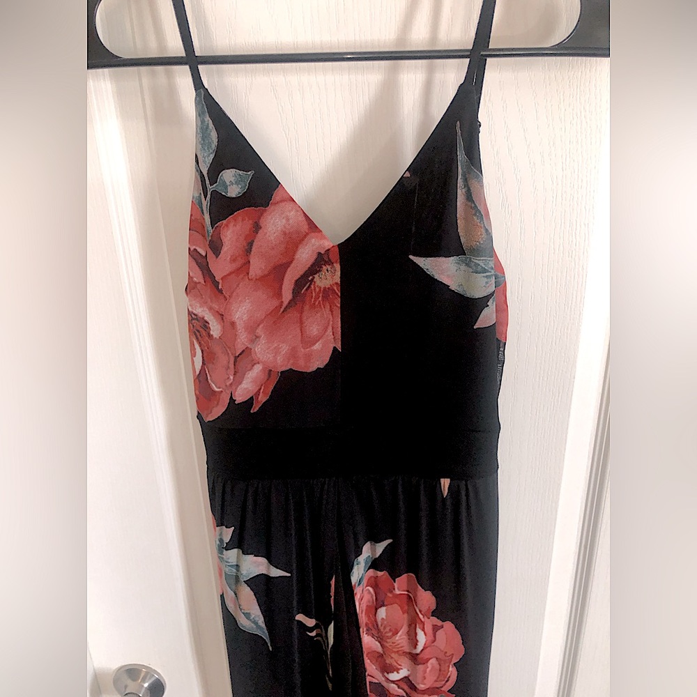 Black Floral Short Romper Dress